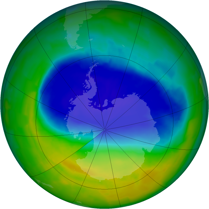 Antarctic ozone map for 13 November 2011